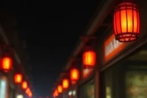 逆光列车：夜行列车车厢连接处的昏黄灯光
